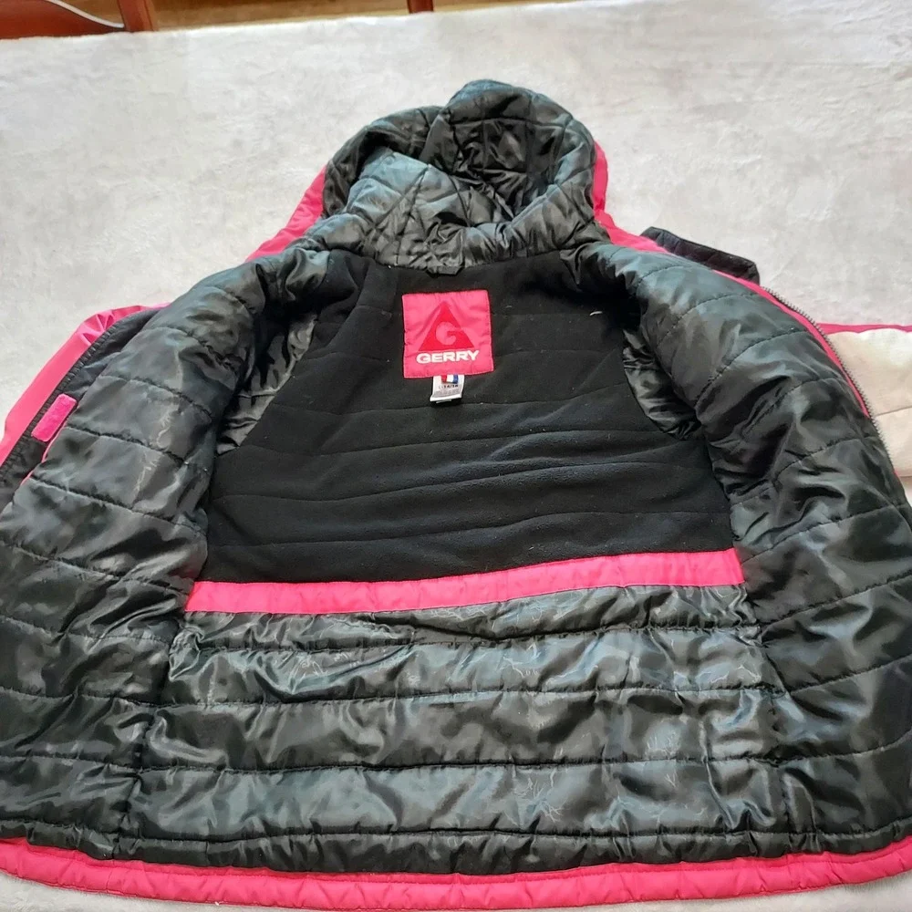 Gerry Girls Pink White Colorblock Hooded Ski Jacket Insulated Winter Coat